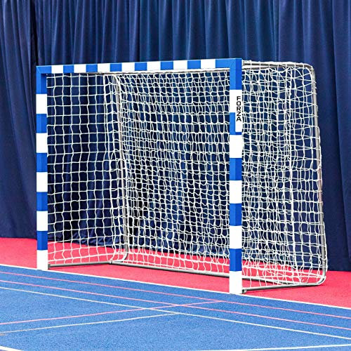 FORZA Alu80 klappbare Futsal Tore – rote oder Blaue gestreifte Fußballtore – als Einzeln oder als EIN Paar erhältlich (Einzeln, Blau & Weiß)