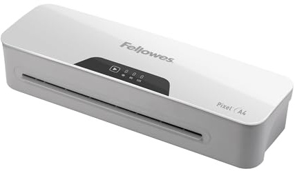 Fellowes Pixel A4 Laminator Machine for Home Office Use - 3 Minute Warm Up Time with Anti Jam Technology – 80-125 Micron – 10 A4 Laminating Pouch Starter Pack Included - White