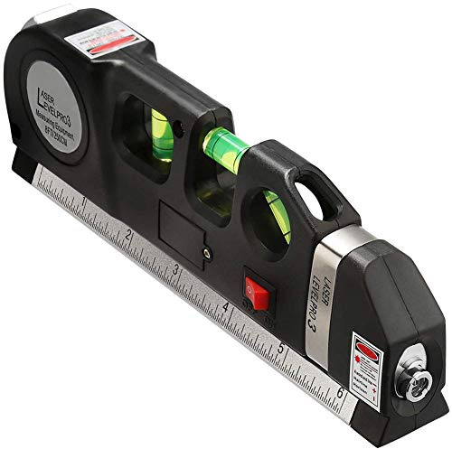 Laser-wasserwaage Laser-messlinie - Laser Wasserwaage Multifunktion Ebene Lineal mit 2,5 M Maßband, Standard-lineal und Metrischen Linealen