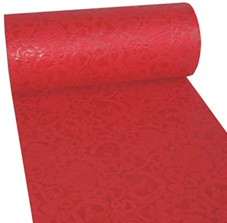 Dekoflor Tischband Tischläufer Tischdeko einzigartiges Herzen Design (Wasserfest, Lotuseffekt, samtige Oberfläche, 25 m Rolle, 30 cm Breite, 100% Nylon), Rot
