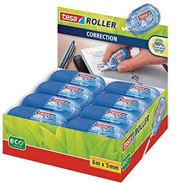 Tesa Mini Roller Correction ecoLogo, (Blue 16er Pack) Display