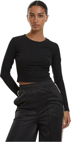 Urban Classics Dam Dam ekologisk cropped långärmad T-shirt, svart, XL