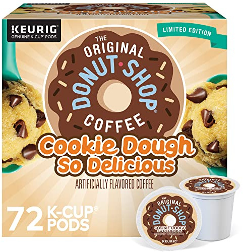 The Original Donut Shop Cookie Dough So Delicious, Keurig Single Serve K-Cup Pods, Flavored Coffee, 72 Count
