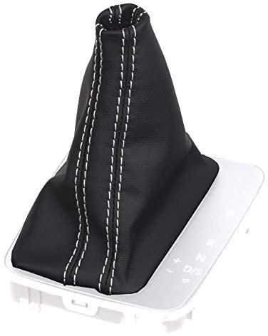 ICT Schaltmanschette Schaltsack kompatibel mit VW Golf 7 Automatikgetriebe 2012–2019 aus Echtleder schwarz – passend für Modelle mit Doppelkupplungsgetriebe (z. B. DSG) – Made in Germany (Naht silber)