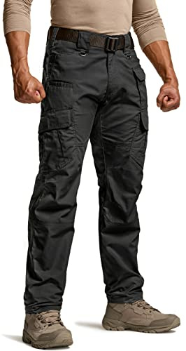 CQR Men's Tactical Pants, Water Resistant Ripstop Cargo Pants, Lightweight EDC Work Hiking Pants, Outdoor Apparel, Duratex Mag Pocket Black, 36W x 32L