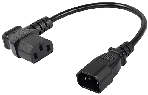 CERRXIAN IEC 320 C14 bis 90 Grad C13 PDU-Netzteil-Verlängerungskabel, C14-Stecker auf linken Winkel C13-Buchse, 3-poliges Netzkabel für Monitore, Computer usw. - 0,4 m/15,7 Zoll
