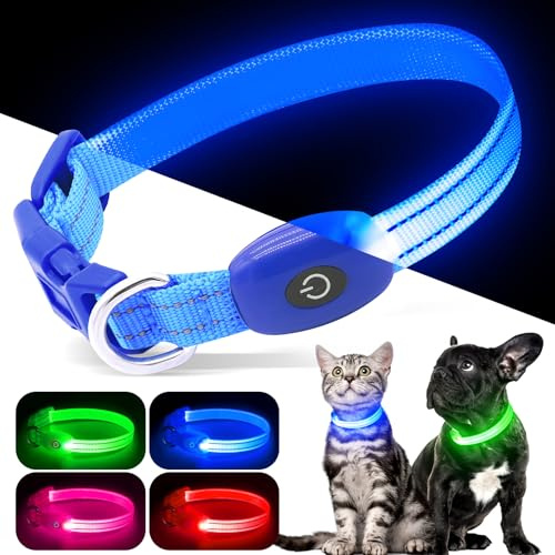 Kpuplol Leuchthalsband Hund, Wiederaufladbar Hundehalsband Leuchtend | Hundehalsband Leuchtend LED Halsband für Hunde Einstellbare Größe, 2 Beleuchtungsmodi für Kleine Mittlere Große Hunde