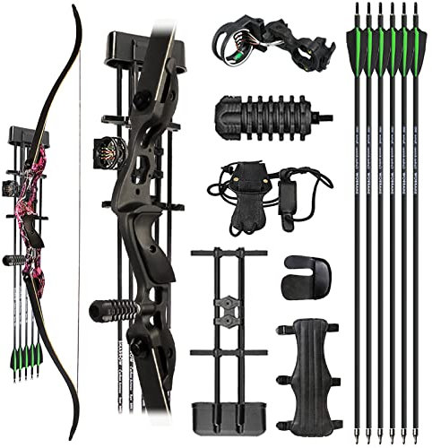 ZSHJGJR Bogenschießen Recurvebogen Set 56 58 60 Zoll 30-60lbs Take Down Recurve Bogen und Pfeil Set Jagd Bogen Für Erwachsene Anfänger mit Bogenschießen Zubehör (56-50lbs, Purple Camo-Set 3)