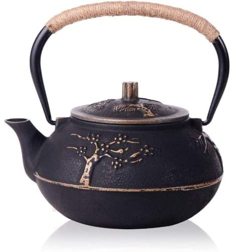 MUENG Pots à thé, théière en Fonte Authentique, Ensemble de théière en Fonte Japonais tetsubin, théière en Acier Inoxydable, Bouilloire, Vaisselle de 900ml, Outils, infuseurs de Kung fu, passoire