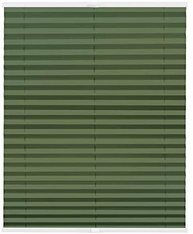 Lichtblick Plissee Klemmfix nach Maß, ohne Bohren, verspannt, Hitzeschutz, Blickdicht, Made in Germany, Thermoplissee - Oliv 70 cm x 210 cm (B x L)