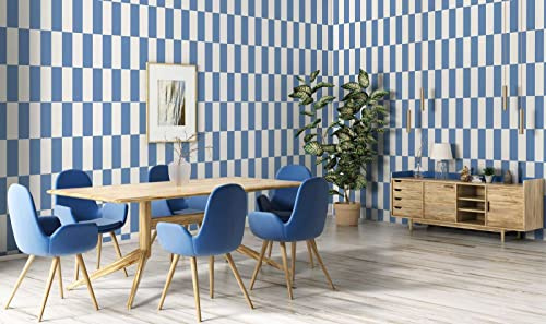 New Walls Vliestapete mit Rechtecken Blau Weiß Vliestapete grafisches Muster leicht strukturiert & matt | 10,05 x 0,53 m