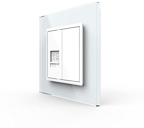 Livolo einfaches LAN-Modul Patch CAT7 als End- oder Durchgangsdose RJ45 mit Blindblende und Glasrahmen für UP in weiß VL-PATCH-1CAT7-11-VL-C7-SR-11-A