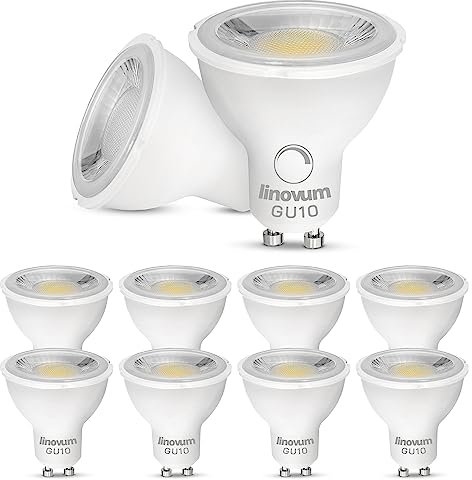 linovum 10er Set GU10 LED Spot Leuchtmittel dimmbar warmweiß 2700K GU10 Fassung 230V - Ersatz für Halogen 6W breiter Abstrahlwinkel