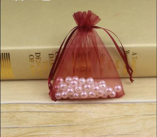 TERPCO 10 Stück 15 x 20, 20 x 30, 25 x 35, 30 x 40 cm Organzabeutel, Schmuckverpackungsbeutel, Hochzeitsfeier, Display, ausziehbare Beutel, Beutel, Weinrot, 20 x 30 cm