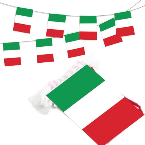 Italien Flagge Girlande, Rechteck für Partydekoration, 14x21cm, 5 Meter, 20 Stück