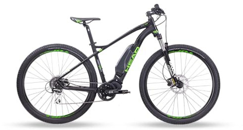 HEAD Unisex - Adult Granby E-Mountain Bike, Matt Black/Green, 42