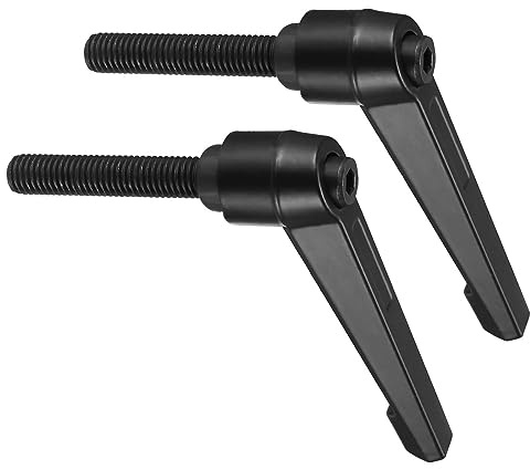 CoCud 2Stk Klemmhebel Griffe M10 x 50mm Stecker Gewinde Einstellbar Schwarz | Schnellspanner Verriegelung Drehend Bolzen Knöpfe, für Drehmaschinen