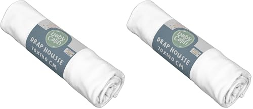 Babycalin Spannbettlaken, 100% Baumwolle, 70 x 140 cm (Packung mit 2)