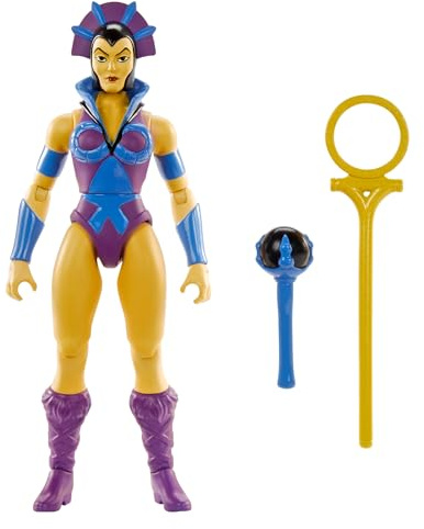 Masters of the Universe Origins-Spielzeug, Evil-Lyn-Actionfigur aus der Cartoon-Kollektion, ca. 14 cm großer MOTU-Schurke, 16 Bewegungspunkte, Zauberstab, Verwandlungsstab sowie Mini-Comic, HYD35