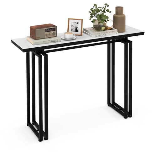 GIANTEX Tavolo Consolle, Consolle Ingresso, Tavolino Console di Ingresso, Telaio Robusto e Stabile, Piedini Regolabili, per Ingresso, Soggiorno, Corridoio, Stile Moderno (Nero)
