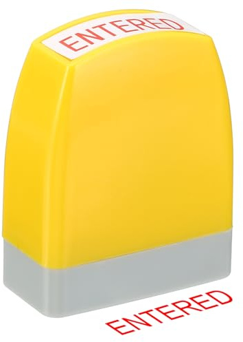 PATIKIL Timbro di Avviso di Ingresso Autoinchiostrante, Timbri per Ufficio con Inchiostro Rosso Timbro per Messaggi Preinchiostrato Timbro Aziendale Ricaricabile Stile 1, Giallo