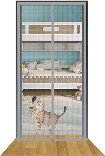 Fliegengittertür For Katzen Mit Reißverschluss, 90 X 200 Cm, Robuste, Haustiersichere Fliegengittertür, Verstärktes Netz, Schiebetüren Mit Fliegengitter, Selbstdichtend, For Türen, Schlafzimmer, Küche