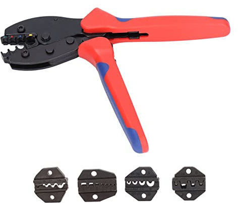 Telituny Crimpatrice per cavi e pinza crimpatrice Set da 5 pezzi, in acciaio al carbonio, pinza crimpatrice a cricchetto per cavi, pinze per ferrovie, lunghezza 180 mm
