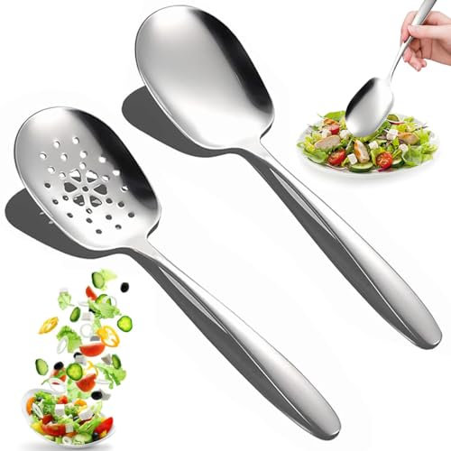 2 Stück Servierlöffel aus Edelstahl,Servierlöffel groß,Servierlöffel und Geschlitzte Löffel,für Buffetrestaurants,familienfeiern,hotels,picknicks und partys