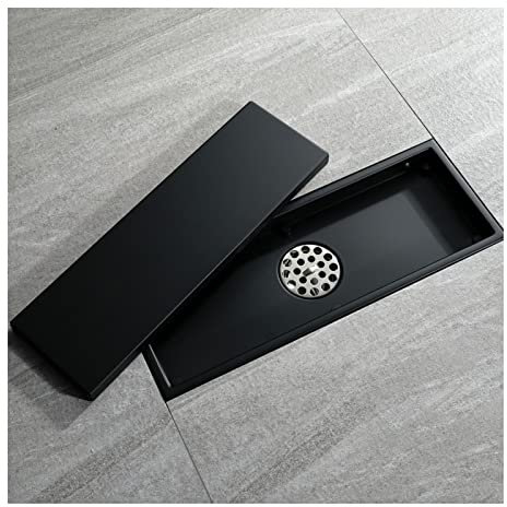 Generisch Linearer Duschablauf, 304 Edelstahl, unsichtbarer Bodenablauf, rechteckig, 30 x 10,9 cm, linearer Ablauf, Duschablauf mit hohem Durchfluss, mit Haarfänger und Abnehmbarer Abdeckung