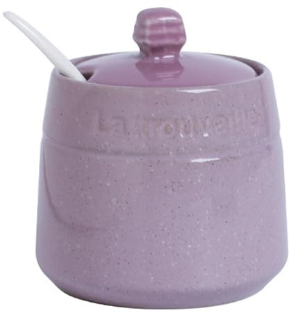 SSWH Sucrier en céramique de Couleur Unie, Pot à épices de Style Japonais avec Couvercle et cuillère, Petit Pot d'assaisonnement de Cuisine pour Sucre, sel et épices(Size:10CM/3.9IN,Color:B)