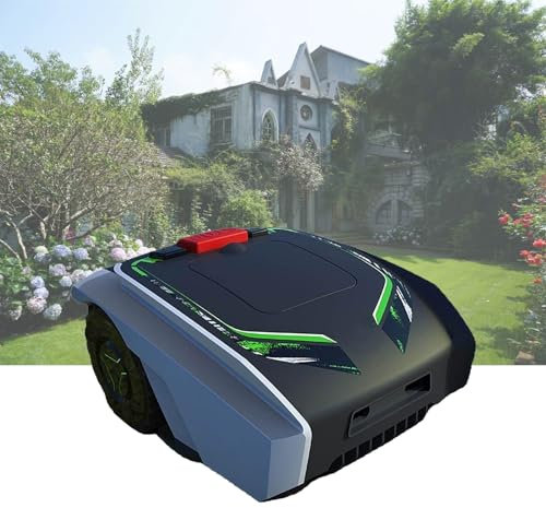 Kindevieft Robot Tondeuse Automatique, Robot Tondeuse pour Pelouses Jusqu'à 1500㎡ avec 25% De Pente, Robot Tondeuse à Gazon à Navigation par Satellite pour Grandes Pelouses, Ultra Silencieux,Black