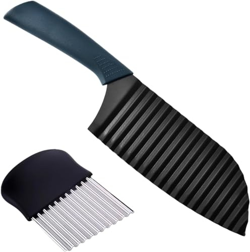 1 Stück Wellenschneider Und 1 Stück Wellenschneider, Kartoffelschneidemesser, Pommes-Frites-Schneider, Edelstahl-Wellmesser, Multifunktionaler Gemüseschneider Zum Schneiden Von Kartoffeln, Gurken.
