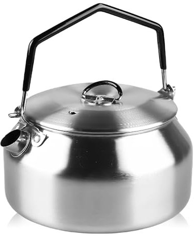 Bouilloire 1L en Acier Inoxydable, Bouilloire de Camping, Portable Bouilloire à Gaz, avec Poignée Anti-Chaleur, Théière à Cuisinière Rapide, pour Cafe, Thé, Accessoires de Camping, Pique-Nique