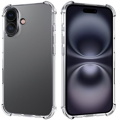 Migeec Hülle für iPhone 16, Durchsichtig Handyhülle Transparent mit 4-Ecken Stoßdämpfung, Nicht Vergilbende Stoßfest Stoßfänger Clear Case Schutzhülle​