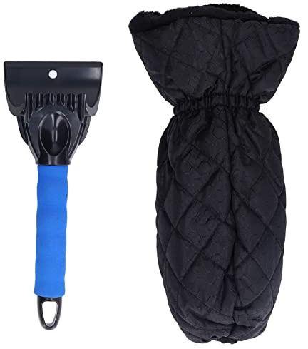 GEEKHOM Eiskratzer Auto mit Handschuh, Wärmender Scheibenkratzer Schneller Auto Eiskratzer Frost Entfernung Blatt für Jede Fahrzeug Windschutzscheibe und Haushaltsfenster Gebrauch Geeignet, Blau