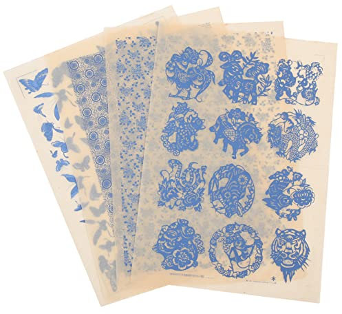 VILLCASE 4blätter Teiliges Keramiktransferpapier Für Töpferarbeiten Hitzebeständiges Underlglaze-Papier Klassische Und Stilvolle Aufkleberfolie Geeignet Für Handgemachte Keramikdekorationen