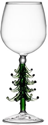 Taza de cristal con figura de árbol de Navidad, taza de copa de vino personalizada para banquetes de Navidad, taza de porcelana decorada con árbol de Navidad, taza de porcelana sin asa (verde, talla