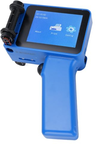 Handhållen Bläckstråleskrivare, Liten Bärbar Streckkodskrivare med HD LED 4.3in Pekskärm Utan Patron 12,7 Mm för QR -kod Streckkodblått