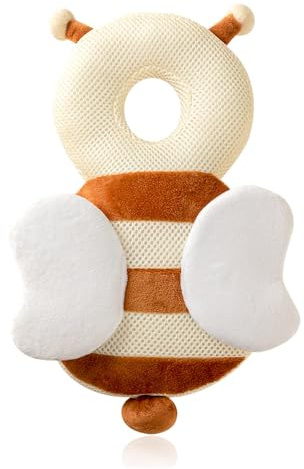 Baby Kopfschutz, Atmungsaktive Baby Head Schutzpolster, Verstellbares Baby Schutzkissen, zum Kleinkinder Krabbeln und Laufen Lernen, für Kinder Von 4 Bis 24 Monaten, Biene