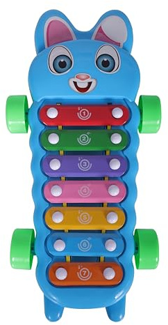 Juarez JRZDS125 Xylophone bleu pour tout-petits, jouet musical pour enfants de 1 à 3 ans, clés colorées avec bâtons sûrs, développement cérébral, sans piles, durable et éducatif