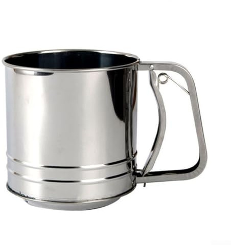 Jotekonoby Handliches Mehlsieb aus Edelstahl, Hand-Mehlsieb, 17,5 x 12,8 x 13 cm, für Kuchen, Brot, Staub