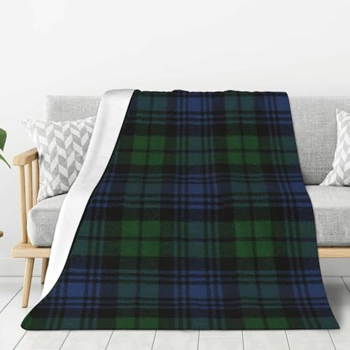 asbwuo Black Watch Ancient Original Scottish Tartan Anti-Pilling-Decke mit Gittermuster, Dicker, doppelseitiger Flanell, doppelt verwendbar, für Zuhause und unterwegs, 203 x 152 cm