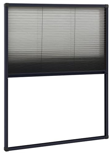 Moustiquaire Enroulable pour Fenêtre de Toit, Moustiquaire plissée pour fenêtre Aluminium Anthracite 60x80 cm