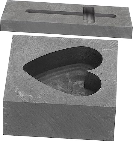 LIFKOME 2 pièces Moule Graphite Forme de Cœur Croix pour Coulage de Or de et Du Cuivre Aux Températures Corrosion pour Applications de Fabrication à Long