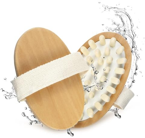 UKCOCO Cepillo Masajeador Corporal de Madera con Cerdas Suaves para Exfoliación y Circulación Masajeador Manual para Mujer Seca Estimulante Linfático para Spa Casa