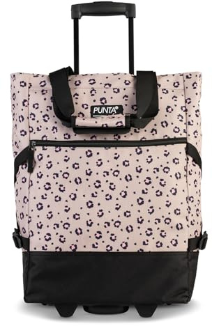 Punta Shopping Trolley Beige/Pink (33 L) - Sturdy Shopping Trolley for Effortless Shopping with Quiet Running Skater Wheels - Perfect as Shopper and Weekender - Foldable Shopping Trolley