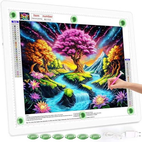 TOHETO A2 Leuchttisch (64×46.6 CM), Wiederaufladbares Große Magnetisch Leuchtkasten zum Zeichnen, Aufladbar 3-Farbmodi Licht Pad zum Nachzeichnen, Kabelloses Lichttafel zum Skizzieren, Diamantmalerei