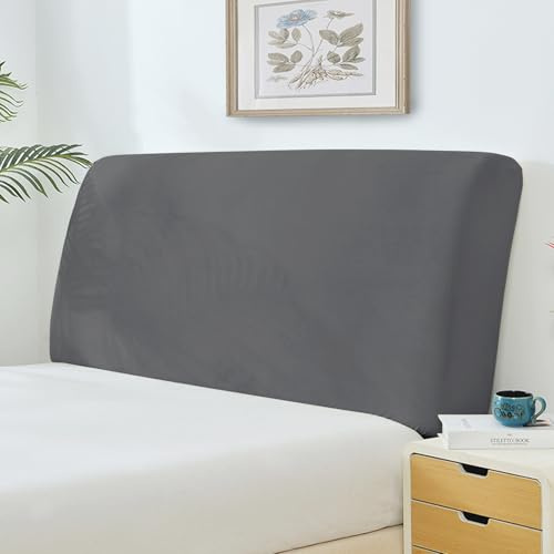 Rivestimento per testiera del letto, antipolvere, elasticizzato, per comodino in velluto di volpe argentata, rimovibile, lavabile, universale, per decorazione della camera da letto, colore grigio