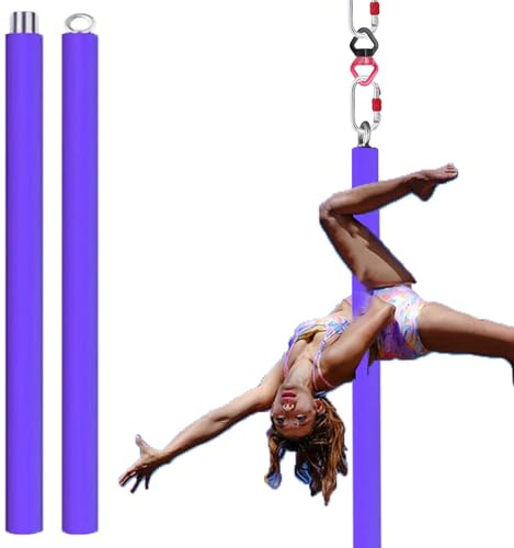Minglez Poledance Stange Indoor 2.0 m / 3.0 m Lange Lufttanzstange, Tragbare Stripper-Tanzstange für Übungen, Professionelles Fitness-Hängeband für Kneipe/Wohnung(Purple,2.0m/6.6ft)