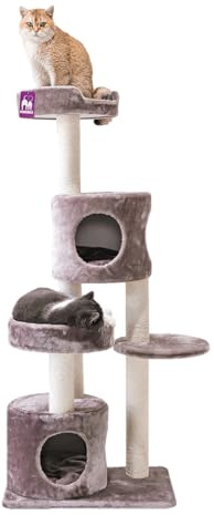 Petrebels Kratzbaum Residence 147 cm hoch, mit Schlafhöhlen, Für kleine und mittelgroße Katzen, Farbe Cappuccino